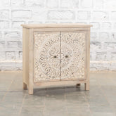 Indian Mango Wood Hand Carved Cabinet Natural